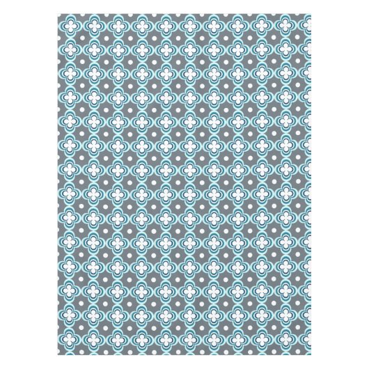 青と灰色のパターン テーブルクロス (正面)
