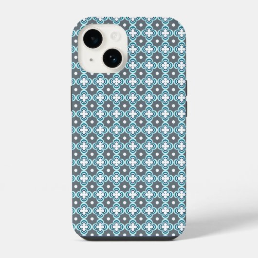青と灰色のパターン iPhoneケース (裏面)