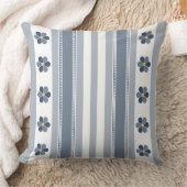 青と灰色のフローラストライプ クッション (ブランケット)