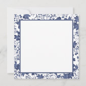 青と灰色のフローラモノグラム ノートカード (裏面)