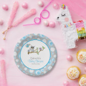 青と灰色のベビーフクロウベビーシャワーテーマ ペーパープレート (パーティー)
