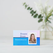 青と灰色のミニマルはっきりしたリストカスタム写真 名刺 (スタンド正面)