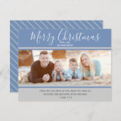 青と灰色のメリークリスマスフォトカード シーズンカード (正面/裏面)