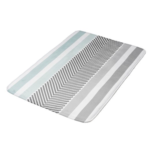 青と灰色のモダン抽象芸術矢印パターン バスマット (アングル)