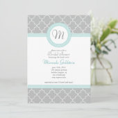 青と灰色のモノグラムシャワー招待状 招待状 (スタンド正面)