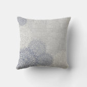 青と灰色のリネンフローラデコレータアクセント枕 クッション (裏面)