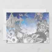 青と灰色のヴィンテージフローラ 招待状 (裏面)