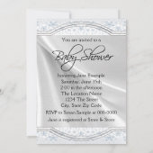 青と灰色のヴィンテージ男の赤ちゃんシャワー 招待状 (裏面)