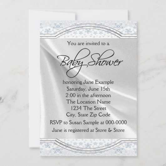 青と灰色のヴィンテージ男の赤ちゃんシャワー 招待状 (裏面)
