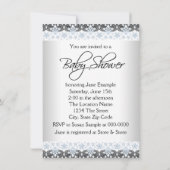 青と灰色のヴィンテージ男の赤ちゃんシャワー 招待状 (裏面)