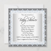 青と灰色のヴィンテージ赤ちゃんシャワー 招待状 (裏面)