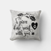 青と灰色の光沢ストライプ色 クッション (正面)