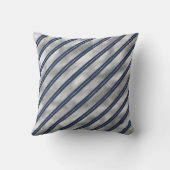 青と灰色の光沢ストライプ色 クッション (裏面)