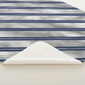 青と灰色の光沢ストライプ色 シェルパブランケット (3/4)