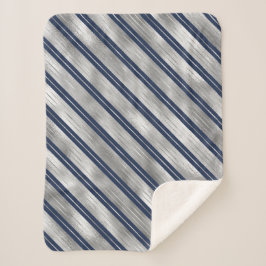 青と灰色の光沢ストライプ色 シェルパブランケット