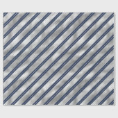 青と灰色の光沢ストライプ色 ラッピングペーパー (フラット)