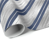 青と灰色の光沢ストライプ色 ラッピングペーパー (ロールコーナー)