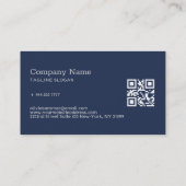 青と灰色の光沢ストライプ色 名刺 (裏面)