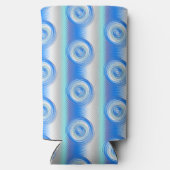 青と灰色の円形メタリック スリム缶クーラー (裏面)