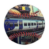 青と灰色の列車 野球ボール (裏面)