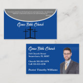 青と灰色の十字架またはディーコン教会 名刺 (正面/裏面)