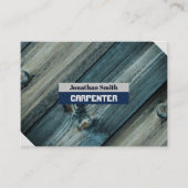 青と灰色の大工エレガント木工職人 名刺 (正面)