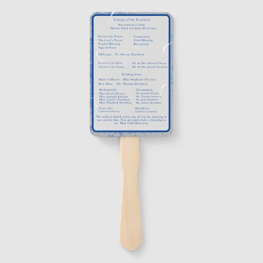 青と灰色の大理石の夏のミスターセットのファン ハンドファン (裏面)