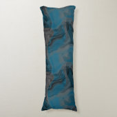 青と灰色の大理石抽象芸術 ボディピロー (正面縦)