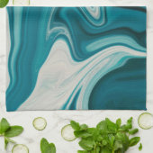 青と灰色の大理石 キッチンタオル (折り畳み)