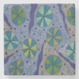 青と灰色の宇宙抽象芸術  ストーンコースター