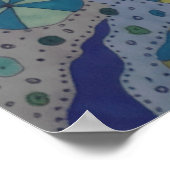 青と灰色の宇宙抽象芸術 ポスター (角)