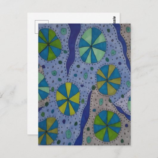 青と灰色の宇宙抽象芸術 ポストカード (正面/裏面)