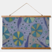 青と灰色の宇宙抽象芸術 吊り下げ型タペストリー (正面)