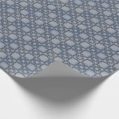 青と灰色の幾何学的なモロッコタイルパターン ラッピングペーパー (角)