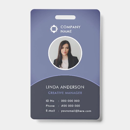 青と灰色の従業員の写真ID会社のロクールゴ バッジ (正面)