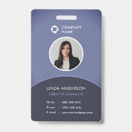 青と灰色の従業員の写真ID会社のロクールゴ バッジ