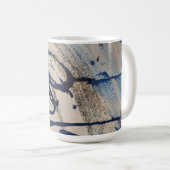青と灰色の抽象芸術オーム コーヒーマグカップ (正面右)