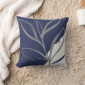 青と灰色の抽象芸術水の色葉の クッション (ブランケット)