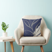 青と灰色の抽象芸術水の色葉の クッション (椅子)