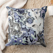 青と灰色の抽象芸術 クッション (ブランケット)