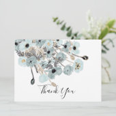 青と灰色の水の色のフローラポピー結婚ズ サンキューカード (スタンド正面)