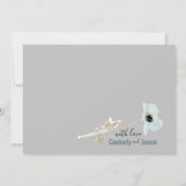 青と灰色の水の色のフローラポピー結婚ズ サンキューカード (裏面)