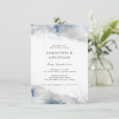 青と灰色の水の色のリハ結婚ーサルディナー 招待状 (スタンド正面)