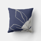 青と灰色の水の色の植物葉の クッション (裏面)