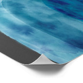 青と灰色の水彩追加文字 カスタム ポスター (角)