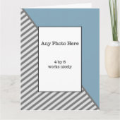 青と灰色の父の日にあなたの写真 カード (正面)