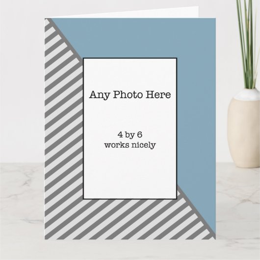 青と灰色の父の日にあなたの写真 カード (正面)