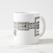 青と灰色の犬のラベルカラー2枚の写真フレーム ジャンボコーヒーマグカップ (正面右)