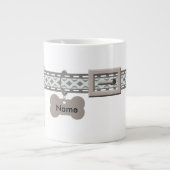 青と灰色の犬のラベルカラー2枚の写真フレーム ジャンボコーヒーマグカップ (正面)