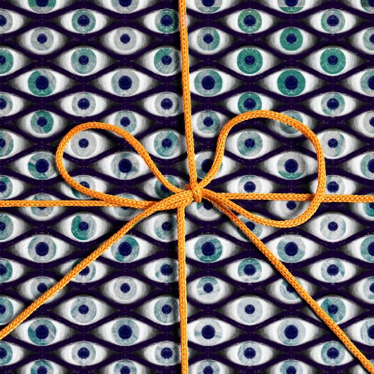 青と灰色の目のパターンのラッピング紙 ラッピングペーパー